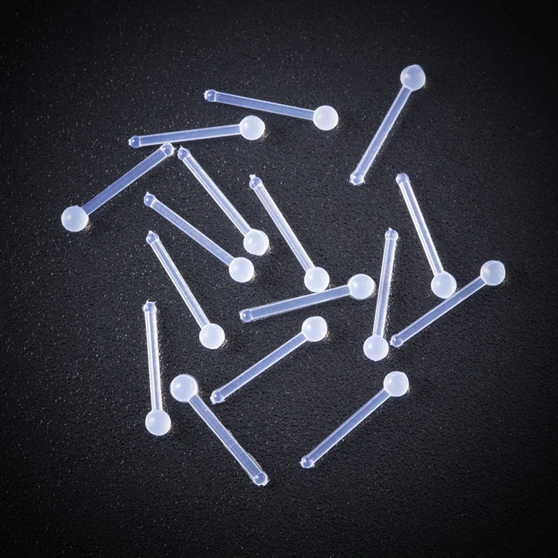 10100pcs Clear Nose Ring Acrylic Nostril Screw Nose Piercing Straight