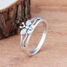 Женские кольца из стерлингового серебра 925 пробы, женские модные очаровательные винтажные Романтические кольца в стиле бохо с бабочкой, свадебные ювелирные изделия