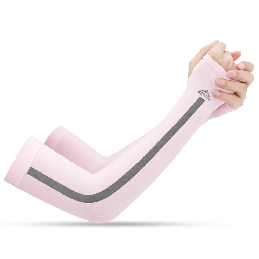 Езда солнцезащитный рукав ледяной шелк дышащий унисекс манжеты летом прохладно рукава Спорт на открытом воздухе бег рука покрытие с УФ-защитой - Цвет: Розовый