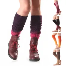 MNYCXEN/1 пара Гетр; женские разноцветные шерстяные длинные гетры выше колен; вязаные теплые носки с градиентом; мягкие удобные теплые носки(China)