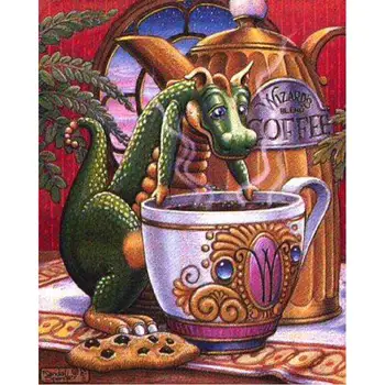 

New Diamond painting cross stitch Coffee cup 5d Diy Diamond Embroidery dragon Pasted mosaic square full Drill home decor crafts
