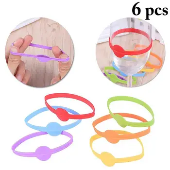 

6pcs Silicone Ring Party Wine Glass Marker Charms Drinking Buddy Cup Identification Cup Identify Identifier Cup Labels Tag Signs