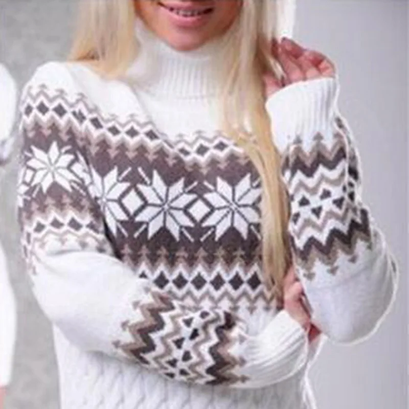 CYSINCOS, зимнее рождественское платье-свитер,, Осенний женский свитер с длинным рукавом, женский длинный вязаный пуловер с воротником-хомутом
