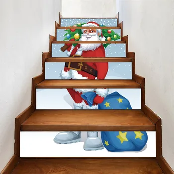 

Christmas 3D Simulation Stair Sticker Waterproof Wall Sticker Removable DIY Home Decor for New Year Adhesive Home Showcase