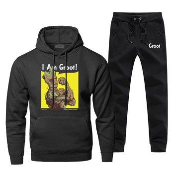 

Superhero Groot The Avengers Hoodies Pants Set Men Sets 2 Piece Suit Hoody Pant Sweatshirt Sweatpants Pullover 2 PCS Tracksuit