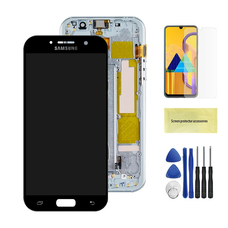 Black With Frame Тесты a520f ЖК-дисплей для Samsung Galaxy A5 A520 SM-520F A520M A520 ЖК-дисплей кодирующий преобразователь сенсорного экрана в сборе - Цвет: Black With Frame