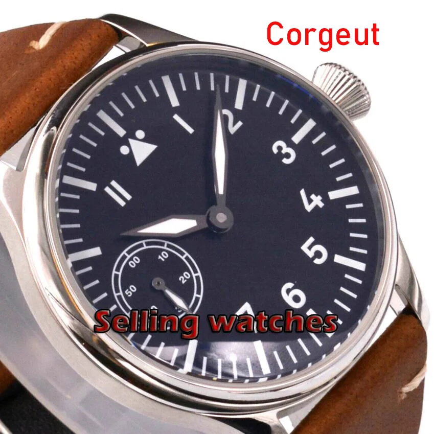 ^*Best Offers 44mm Corgeut black sterile dial green luminous 6497 hand winding mens watch ^*Best Offers 44mm Corgeut black sterile dial green luminous 6497 hand winding mens watch