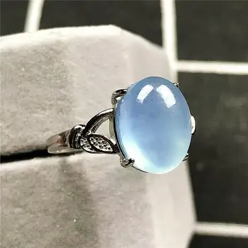 

Top Natural Aquamarine Ring For Woman Lady Man Ocean Blue Crystal 11x8mm Oval Beads Stone Silver Adjustable Ring Jewelry AAAAA