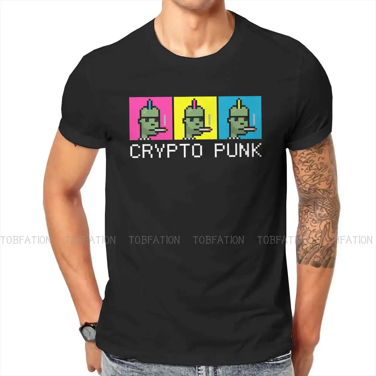 Crypto Pixel Punk Unique TShirt NFT Non Fungible Tokens Comfortable Creative Gift Clothes T Shirt Short Sleeve Ofertas | Мужская одежда