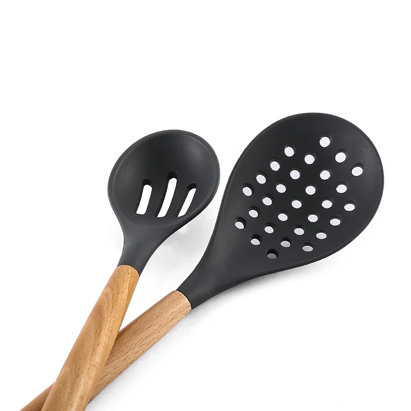 Cooking Utensils Kitchen Accessories Wood Handel Silicone NonStick Cooking Tool