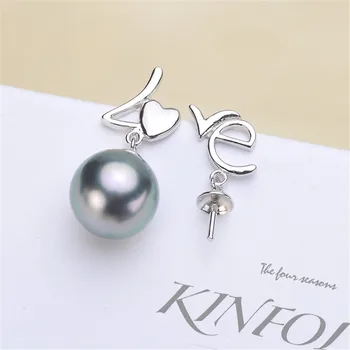 

DIY Pearl Stud Earrings Holder S925 Sterling Silver Earrings Settings Women DIY Earrings Jewelry Findings
