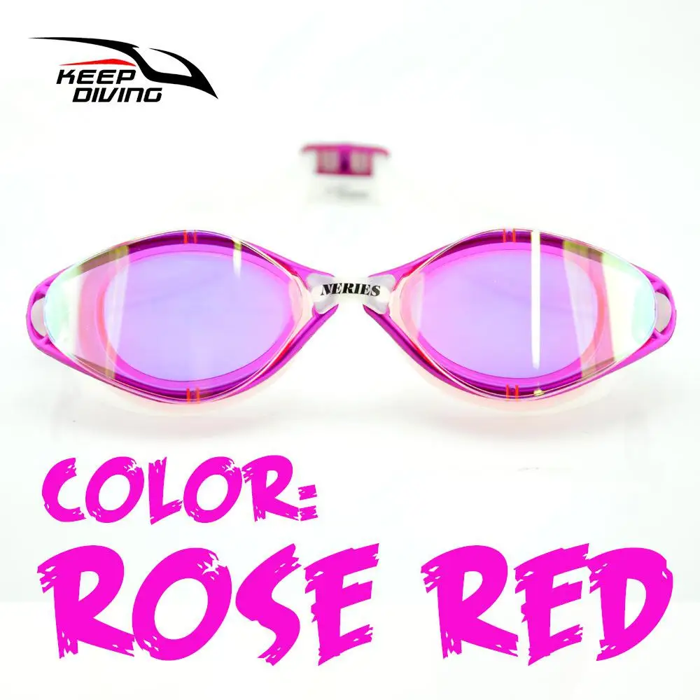 rose Red Hobbyлейн профессиональные очки Анти-туман УФ Защита регулируемые плавательные очки для мужчин и женщин Водонепроницаемые силиконовые очки - Цвет: rose Red