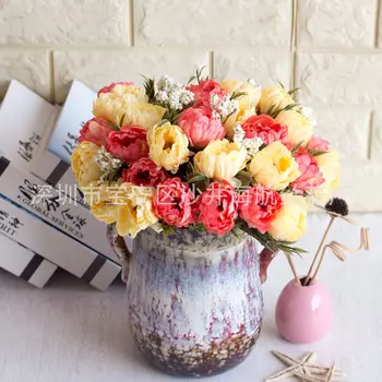 

8-Head Small Peony Imitation Flowers Home Decoration European Style Peony Imitation Flowers Wedding Filming Boquet Holder