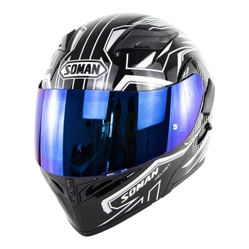 

Vintage casco capacete moto DotApproved Soman SM955 Retro Classic Flip up Dual Visors Full Face Motorcycle Helmet+K5 lens