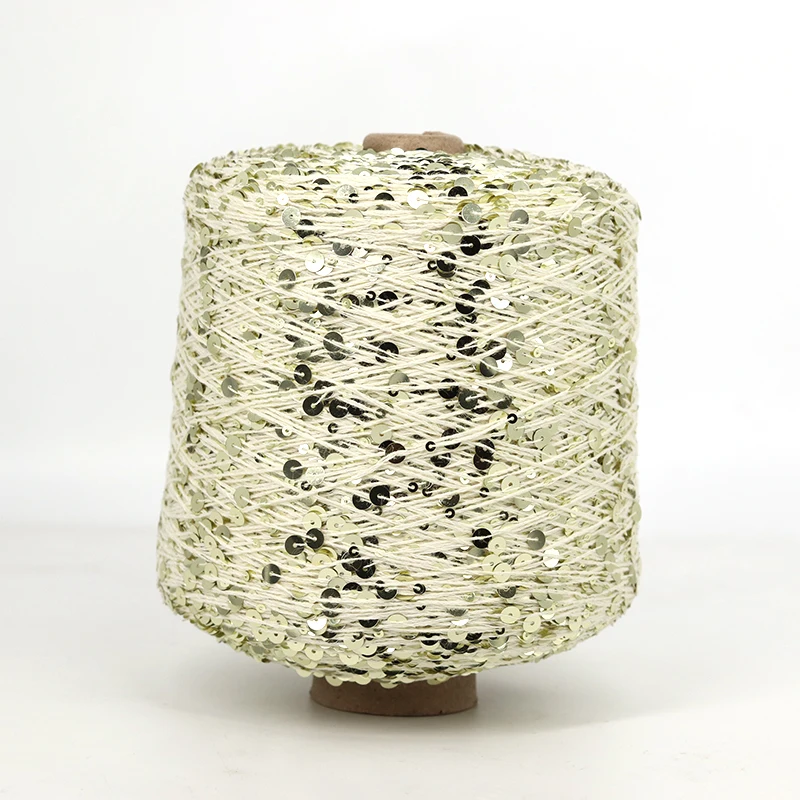 50G Acrylic Hand Knitiing Yarn Cotton Wool Crochet Yarn 3mm+6mm Sequins Thread For DIY Knitiing  Grament 2