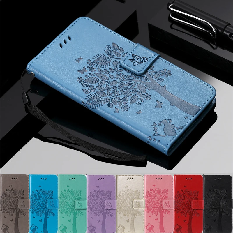 Слот для карт Чехлы Капа huawei Honor 9 V10 10 Lite 5C 6C 6X 7i 8C 8X дерева кошки кожаный чехол Y3 Y5