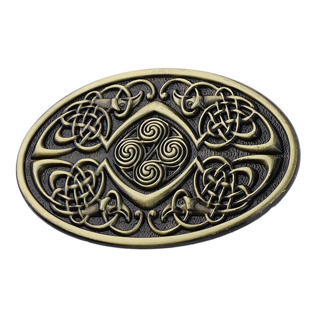 Mens  Cowboy Germanic  Pattern Oval Bronze Belt Buckle