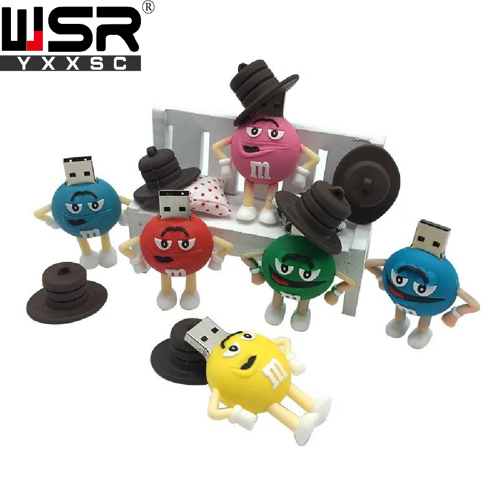 Cartoon chocolate M M usb2 0 pen drive 32gb 64gb 128gb cute flash memory 4gb 8gb 5