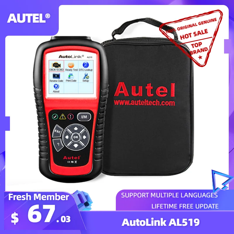 Autel Автоссылка AL519 инструмент диагностики OBD2 сканер читателя Кода Automotriz Automotivo