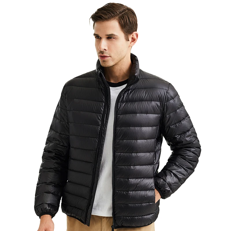 Men's Down Jacket Lightweight Packable Waterproof Coat Hooded Puffer Jacket
