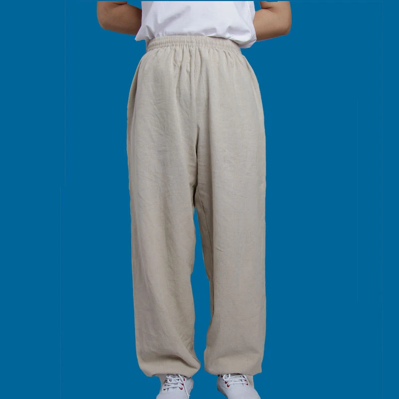 Breathable Cotton Linen Tai Chi Pants Chinese Martial Art KungFu Trousers Unisex Loose Taekwondo Judo Karate Yoga Sports Pants martial art trousers,tai chi trousers