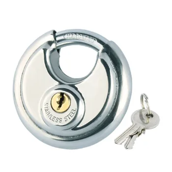

3Pcs Stainless Steel Padlock C-Shaped Round Cake Lock Stainless Steel Disc Padlock (with 6 Keys)
