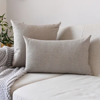 

Soft Linen Fabric Home Cushion Cover Light Brown Series Home Decorative Waist Pillowcase 35x50/45x45cm Cushion Cover
