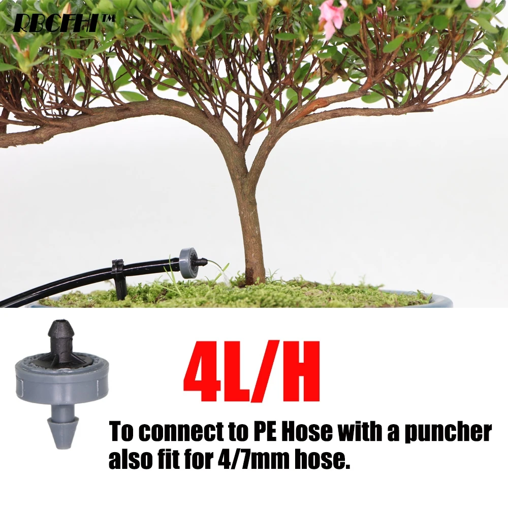 รูปสินค้า 50PCS 2L 4L 8L/H ความดันชดเชย Dropper Agricultura ชลประทาน Emitter สวนหยดสําหรับ 1/4 'ท่อ PE เรือนกระจกรดน้ํา