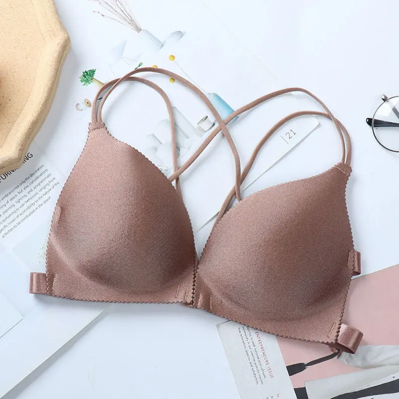 Fashion Women Bra Front Buckle Underwear Seamless Sexy Wing Padded Lingerie  Bralette Beauty Cross Back Women Push Up Bras - Bras - AliExpress