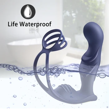 Male Butt Plug Vibrator Prostate Massager Delayed Ejaculation Cock Ring Wearable Anal Sex Toys for Couples 4