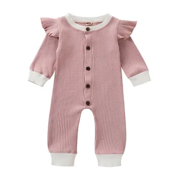 

Baby Spring Autumn Clothing Newborn Infant Baby Boy Girl Cotton Romper Knitted Ribbed Jumpsuit Solid Clothes Warm Outfit#1