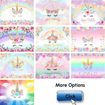 

Unicorn Backdrop Flower Rainbow Unicorn Birthday Bakdrops Girls Birthday Party Banner Bedroom Decor (Accept Customize)