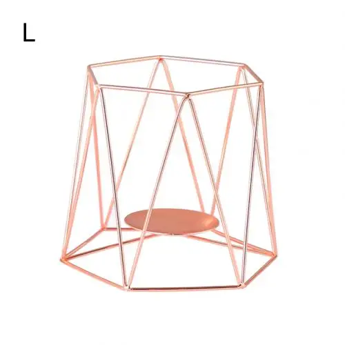 Rose Gold L Металлический Подсвечник в скандинавском стиле, шестигранный подсвечник, геометрический подсвечник, подсвечник, кронштейн для домашнего рабочего стола, свадебное украшение, ремесло - Цвет: Rose Gold L