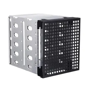 

5.25" to 5x 3.5" SATA SAS HDD Cage Tray Rack Bracket with Fan Space Convert 3x Optical Drive Bays to 5x Hard Drive Positions