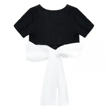 

Z-zoux Women T Shirt Color Matching Mesh Patchwork Short T-shirt Blue Black White Pink Black Hollow Out Summer Tshirt Women