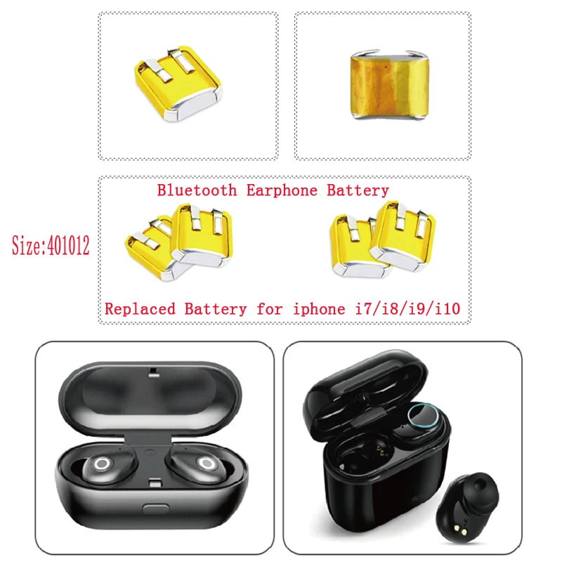 3.7v Polymer Lithium Battery 4Pcs 50mah 501012 30MAH 401010 401012 Suitable for I7 i8 i9 i10 Earphone Headset MP3 MP4 Toy GPS power tool battery rechargeable lithium batteries