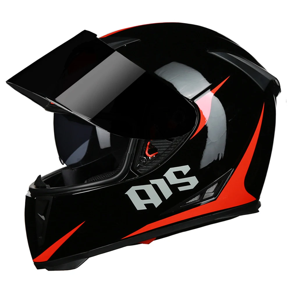 AIS мотоциклетный шлем Casco Moto с двойным козырьком Moto шлем с открытым лицом для мотокросса модульный мотоциклетный шлем Capacete 9 цветов - Цвет: 611-04 Gray Lenses