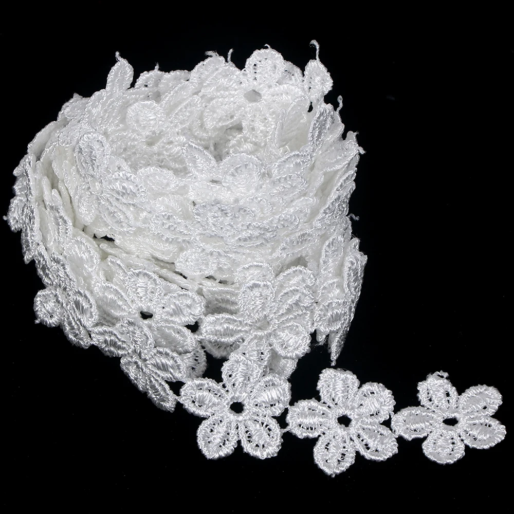 2 ярда белая вышитая Цветочная Маргаритка|lace trim|ribbon sewingflower lace trim |