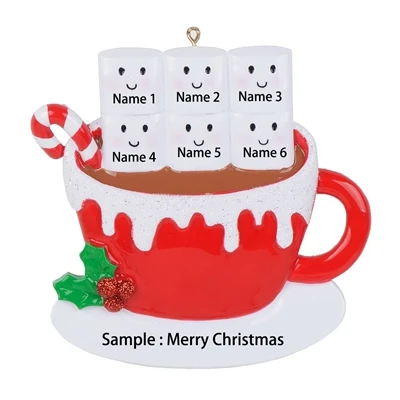 Персонализированные Зефир пары Рождество орнамент-горячий кофе какао кружка семья из 5-ваш выбор имя и Дата - Цвет: family of 6