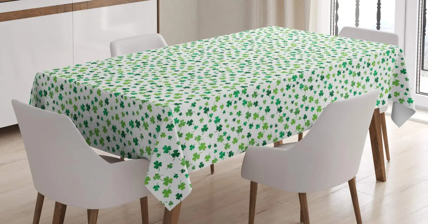 Скатерть Shamrock St Patrick's Day Clovers дизайнерские мотивы из фольклора Весна столовая скатерть столовая для кухни