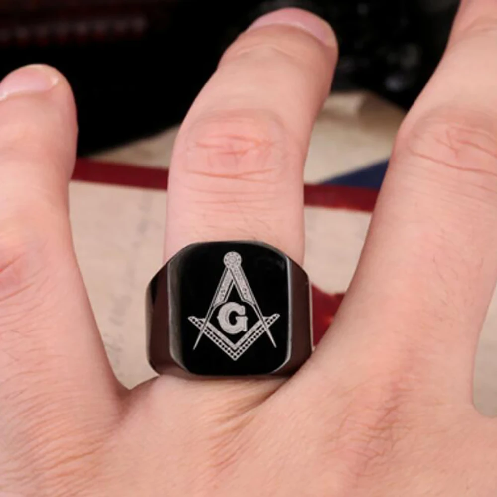 Stainless Steel Signet Ring Finger Ring 316L Stainless Steel Masonic Ring for Men master masonic signet ring free mason ring jewelry