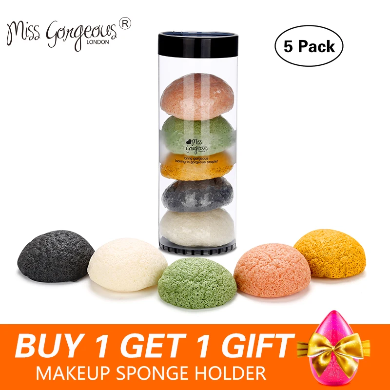 Miss 5pcs/set Konjac Sponges Natural Facial Cleansing Sponge