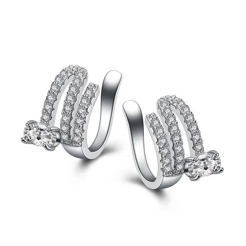 Hibride роскошь дизайн прозрачный AAA серьги из кубического циркония геометрический Форма Кафф Женская Сережка серьги вечерние аксессуары Bijoux(украшения своими руками) E-730