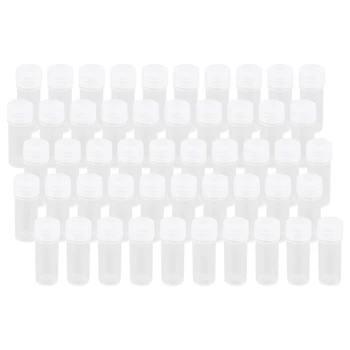 

50x Plastic Sample Bottle 5ml Test Tube Lab Small Vial Storage Container + Lid