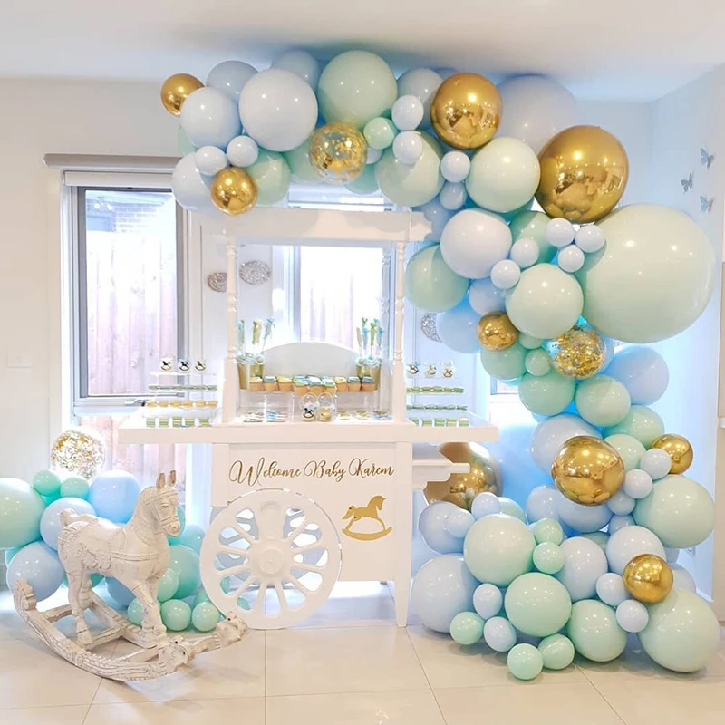 125pcs/set Macaron Blue Pastel Balloons Garland Arch Kit Confetti Birthday Wedding Baby Shower Anniversary Party Decoration | Дом и сад