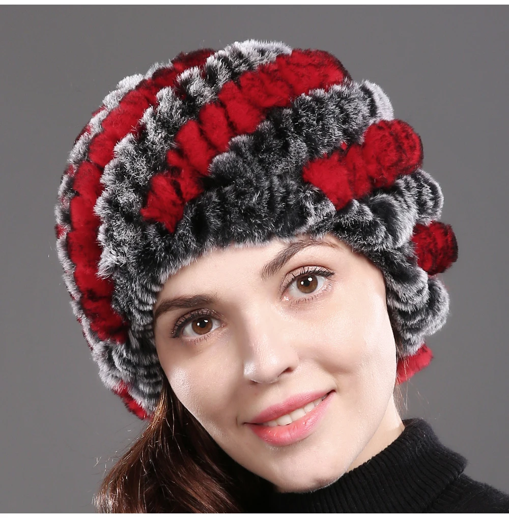 Зимняя шапка для русской зимы из натурального меха, женская вязаная шапка ручной работы из натурального кролика Рекс, меховые шапочки, теплые мягкие шапки из меха кролика рекс
