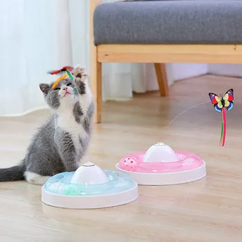 

New Cat Toys Ball Training Automatic Electric Rotating Butterfly And Ball Cat Turntable Ball Toy (without Battery)