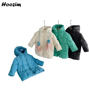 

Winter White Duck Down Jacket Boys 3-9 Years Fashion Minimalist Solid Plaid Outerwear Kids Casual Simple Long Coat For Girls New