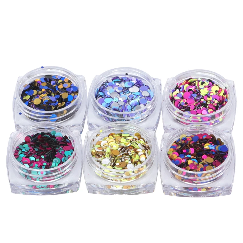 

1 Set Mixed Color Ultrathin Sequins Nail Art Glitter 3D Flakes Dazzling Paillette Mixed Size Round Sparkly Manicure Accessories