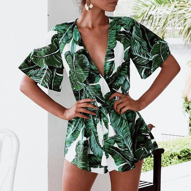 Тропический Костюм с принтом зелеными листьями женские ботинки расклешенными